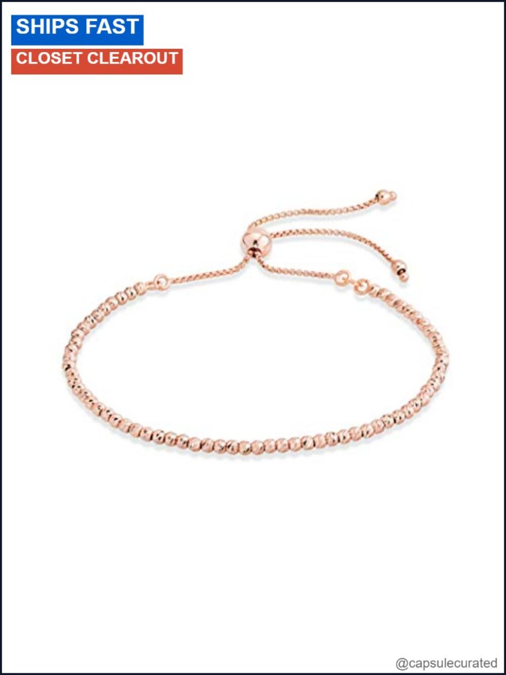 Sterling Silver Bead Ball Bolo Bracelet, Adjustable, Made in Italy